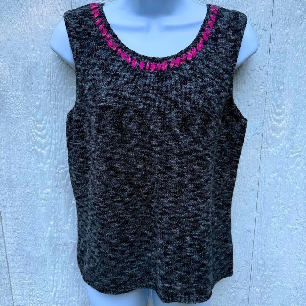 Sigrid Olsen Sport Women’s Grey Knitted Knit Sweater Pullover Vest M w Flaw